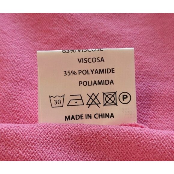 NWOT VILAGALLO Spanish Pink Coral Silver 1/2 Sleeve Colorblock Knit Blouse Sz S - Picture 5 of 6